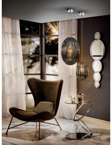 SCHULLER LAMPARA COLGANTE OVILA 1L. SMOKE 30 cm.