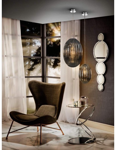 SCHULLER LAMPARA COLGANTE OVILA 1L. SMOKE 30 cm.