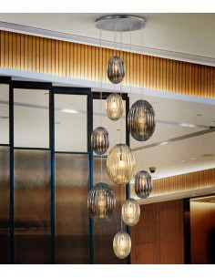 SCHULLER LAMPARA COLGANTE OVILA CON RECEPTOR 9L. SMOKE y...