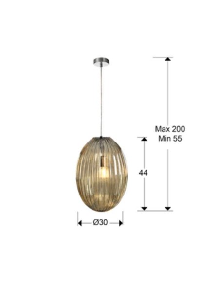 SCHULLER LAMPARA COLGANTE OVILA 1L. SMOKE 30 cm.