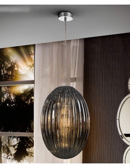 SCHULLER LAMPARA COLGANTE OVILA 1L. SMOKE 30 cm.