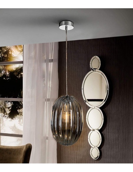 SCHULLER LAMPARA COLGANTE OVILA 1L. SMOKE 20 cm.