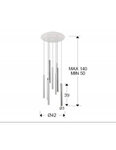 LAMPARA de techo VARAS CROMO y BLANCO 9L 2