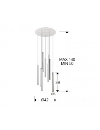 LÂMPADA DE TETO VARAS CROMADA E BRANCA 9L