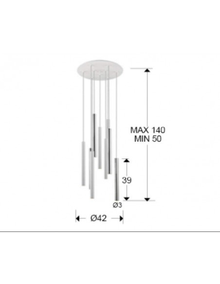 LÂMPADA DE TETO VARAS CROMADA E BRANCA 9L