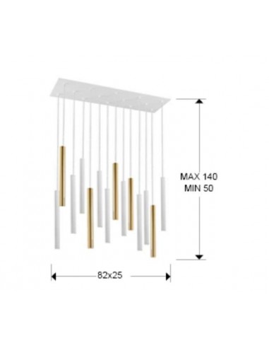 LAMPARA de techo VARAS ORO y BLANCO 14 Led