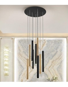 SCHULLER LAMPARA DE TECHO VARAS 9 LUCES CON RECEPTOR, ORO...