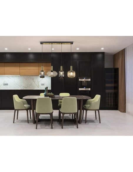 LÂMPADA DE TETO SCHULLER STANDARD 4 LUZES, PRETO e LATÃO.