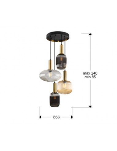 SCHULLER LAMPARA DE TECHO NORMA 4 LUCES, NEGRO...