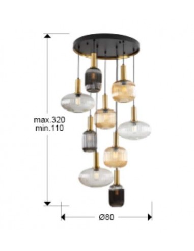 SCHULLER LAMPARA DE TECHO NORMA 9 LUCES, NEGRO...