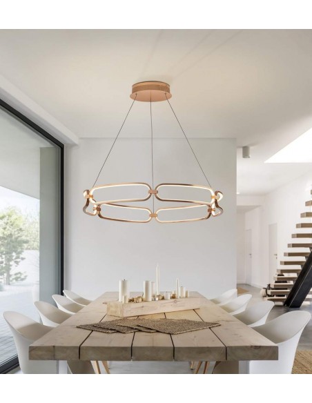 SCHULLER LÂMPADA DE TETO COLETTE 80 CM. COM RECEPTOR. OURO ROSA.