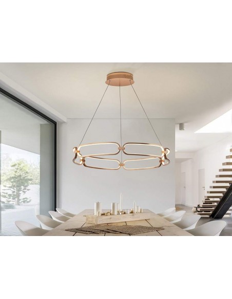 SCHULLER LÂMPADA DE TETO COLETTE 80 CM. COM RECEPTOR. OURO ROSA.