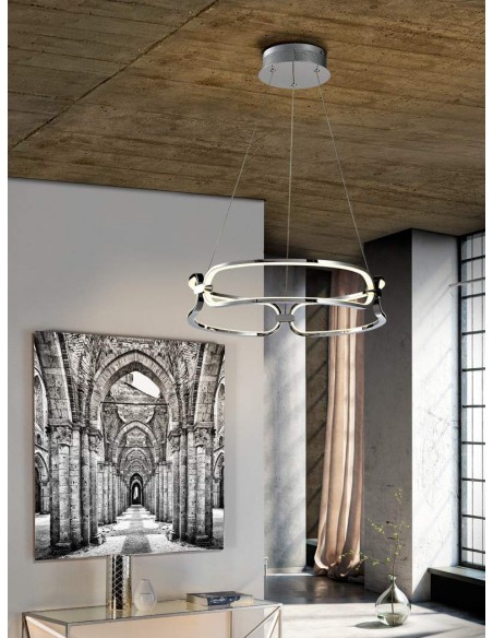 SCHULLER LÂMPADA DE TETO COLETTE 47 CM. COM RECEPTOR. CROMADA.