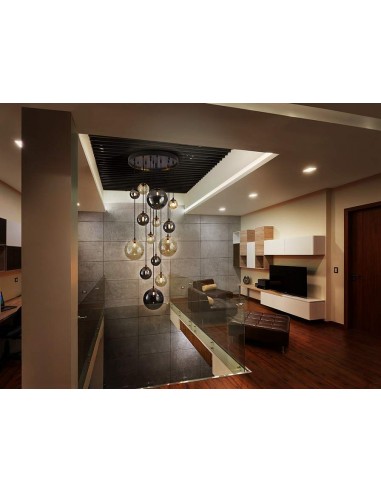 SCHULLER LÂMPADA DE TETO DARK 14 LUZES. PRETO e...