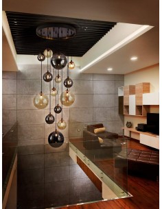 SCHULLER LAMPARA DE TECHO DARK 14 LUCES. NEGRO y LATON. 2