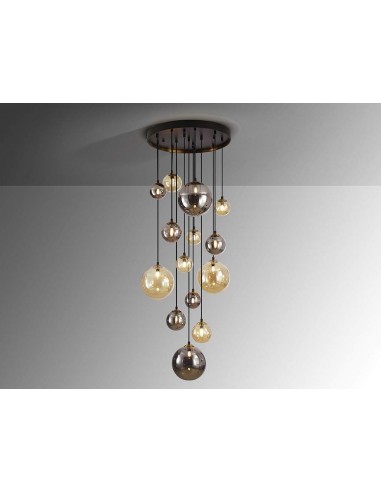 SCHULLER LÂMPADA DE TETO DARK 14 LUZES. PRETO e...