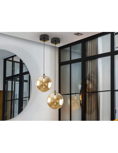 SCHULLER LAMPARA DE TECHO DARK 20, 1 LUZ. NEGRO y LATON.
