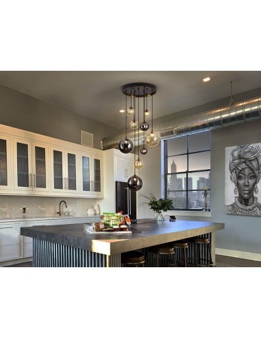 SCHULLER LÂMPADA DE TETO DARK 9 LUZES. PRETO e...