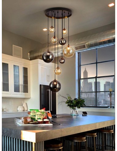 SCHULLER LAMPARA DE TECHO DARK 9 LUCES. NEGRO y...