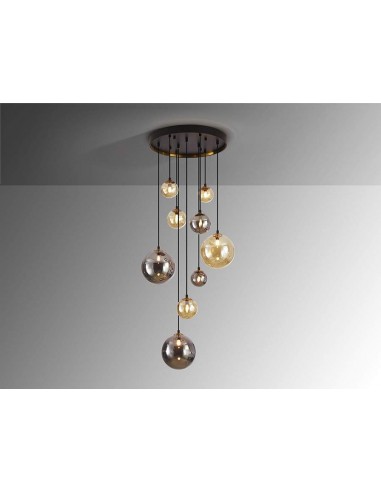 SCHULLER LÂMPADA DE TETO DARK 9 LUZES. PRETO e...