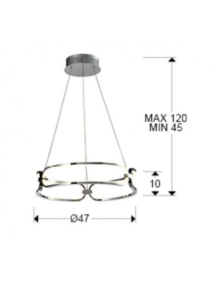 SCHULLER LAMPARA DE TECHO COLETTE 47 CM. CON RECEPTOR. CROMO.