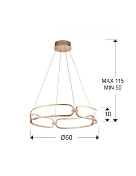 SCHULLER LAMPARA DE TECHO COLETTE 60 CM. CON RECEPTOR. ORO ROSA.