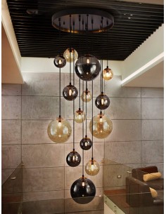 SCHULLER LAMPARA DE TECHO DARK 14 LUCES. NEGRO y LATON.