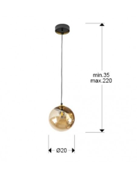 SCHULLER LAMPARA DE TECHO DARK 20, 1 LUZ. NEGRO y LATON.