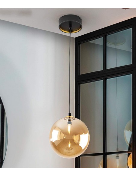 SCHULLER LAMPARA DE TECHO DARK 20, 1 LUZ. NEGRO y LATON.