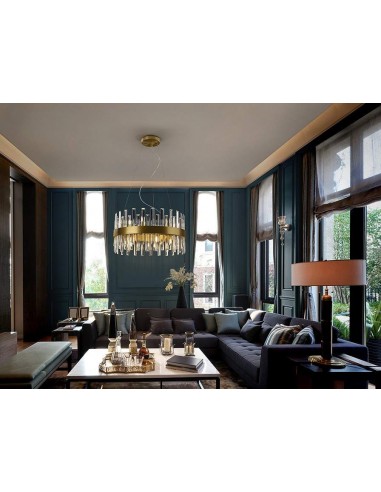 LÂMPADA DE TETO SCHULLER GRACE, 14 LUZES. DOURADA.