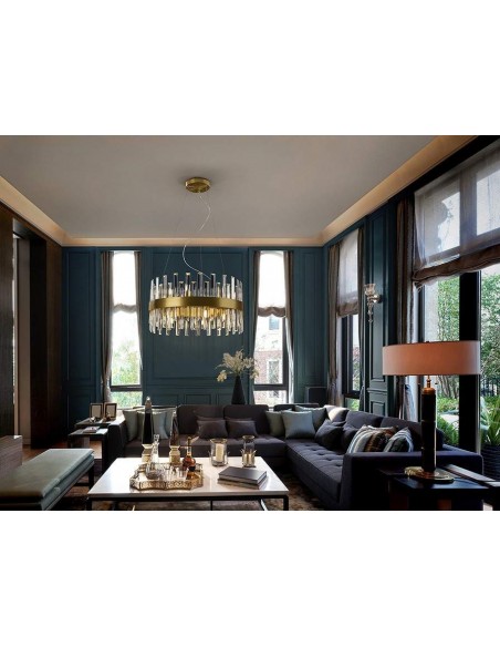 LÂMPADA DE TETO SCHULLER GRACE, 14 LUZES. DOURADA.