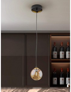 SCHULLER LÂMPADA DE TETO Dark 12, 1 LUZ. PRETO e LATÃO.