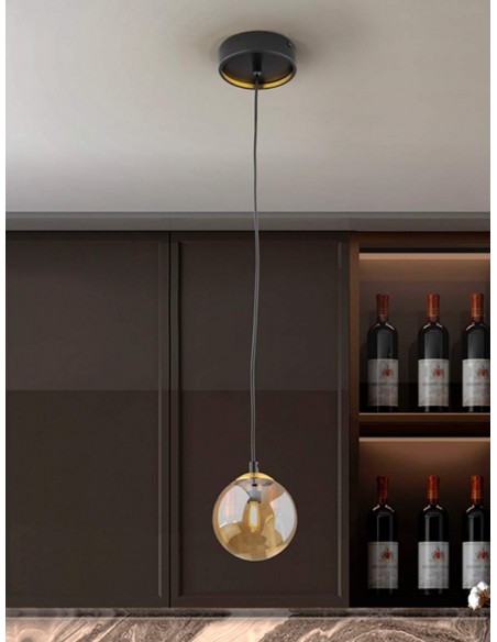 SCHULLER LÂMPADA DE TETO Dark 12, 1 LUZ. PRETO e LATÃO.