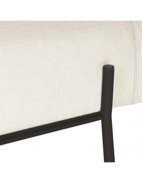 Banqueta EDIMBURGO 140 x 52, metal preto e tecido bege