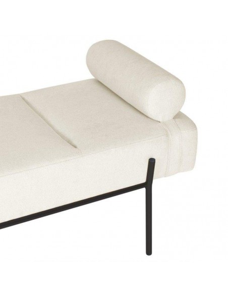 Banqueta EDIMBURGO 140 x 52, metal preto e tecido bege