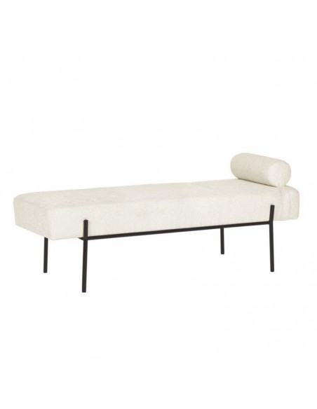 Banqueta EDIMBURGO 140 x 52, metal preto e tecido bege