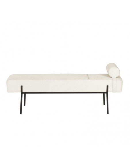 Banqueta EDIMBURGO 140 x 52, metal preto e tecido bege