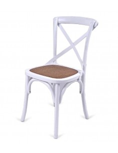 CADEIRA DE JANTAR VINTAGE CROSS, MADEIRA OLMO em BRANCO