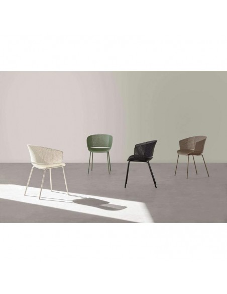 SILLA CON BRAZOS NOELLE MENTA, POLIPROPILENO, PATAS METAL