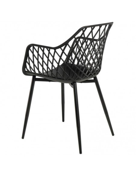 SILLA CON BRAZOS CHARLOTTE NEGRO. POLIPROPILENO Y PATAS METALICAS