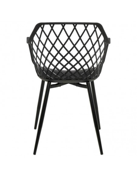 SILLA CON BRAZOS CHARLOTTE NEGRO. POLIPROPILENO Y PATAS METALICAS