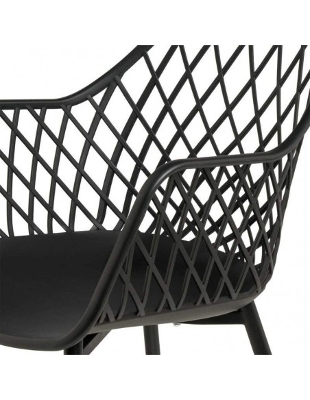 SILLA CON BRAZOS CHARLOTTE NEGRO. POLIPROPILENO Y PATAS METALICAS