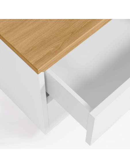 Mesa de cabeceira Abilen 53 x 44 cm. Carvalho e lacado branco