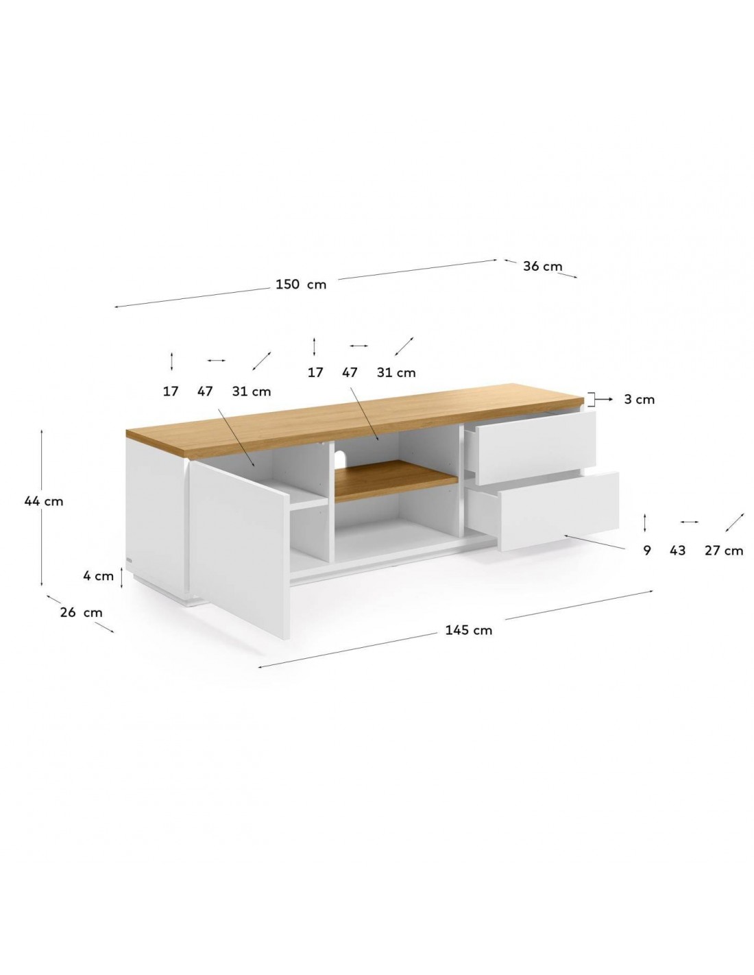 Mueble TV Nor Roble. Mueble de TV que se adapta a tu espacio