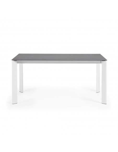 Mesa extensible Axis porcelánico acabado Vulcano Roca patas blanco 160 (220) cm.