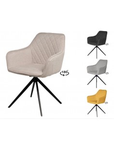 SILLA GIRATORIA con brazos AMALIA, tela y metal negro