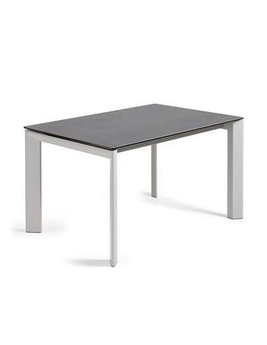 Mesa extensible Axis porcelánico acabado Vulcano Roca patas gris 140 (200) cm.