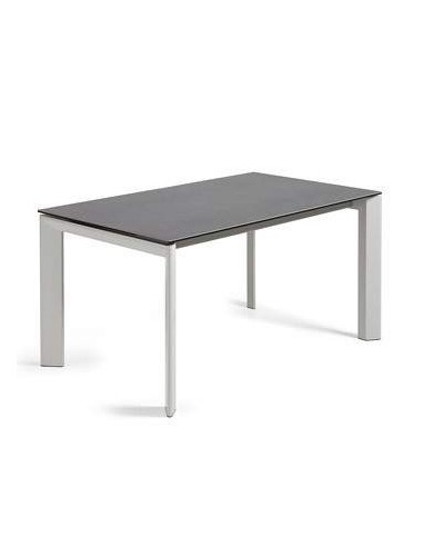 Mesa extensible Axis porcelánico acabado Vulcano Roca patas gris 160 (220) cm.