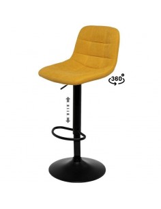 Banco ASHA estofado VELVET mostarda e estrutura em metal...