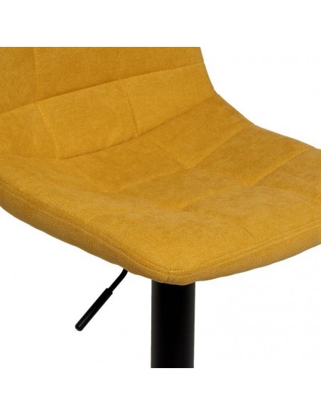 Banco ASHA estofado VELVET mostarda e estrutura em metal preto.